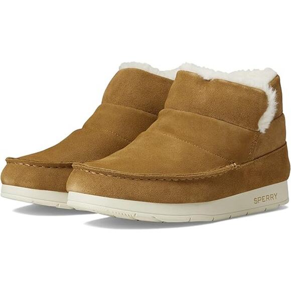 NWT Sperry Women's Duck Float Zip Seacycled Winter Boot Tan-Size 6.5 - Picture 1 of 5